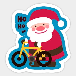 cute santa and bicycle Sticker